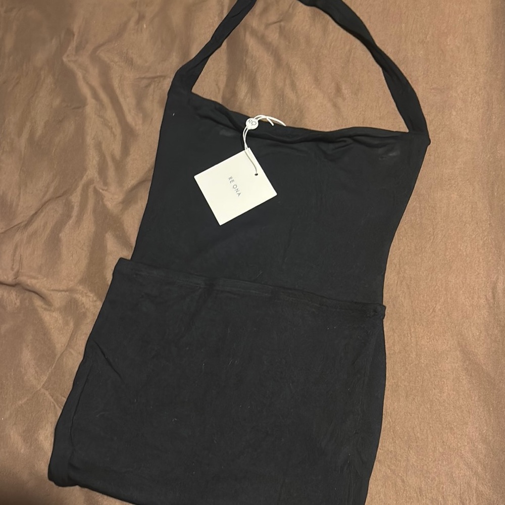 Re Ona Classic Black Halter Dress